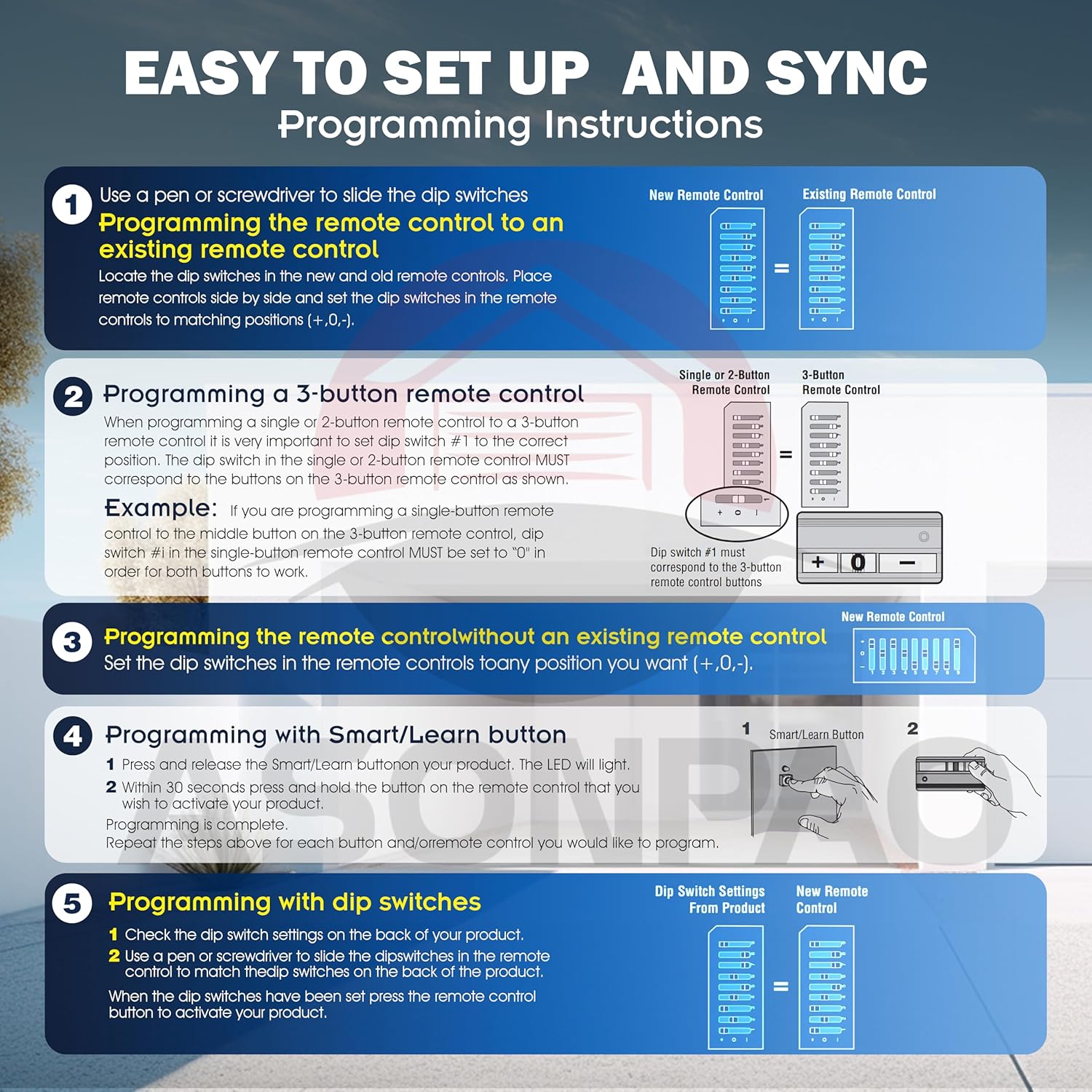 2 for 61LM 750CB LiftMaster Chamberlain Garage Door Opener Remote 9 Dip Switch (for 1984 to 1993 Models) 3-Year-Warranty